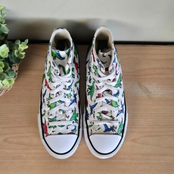 CTAS 4 Hi Top Dinosaurs White Canvas Lace Up Converse Sneakers Shoes Kids - Picture 8 of 14